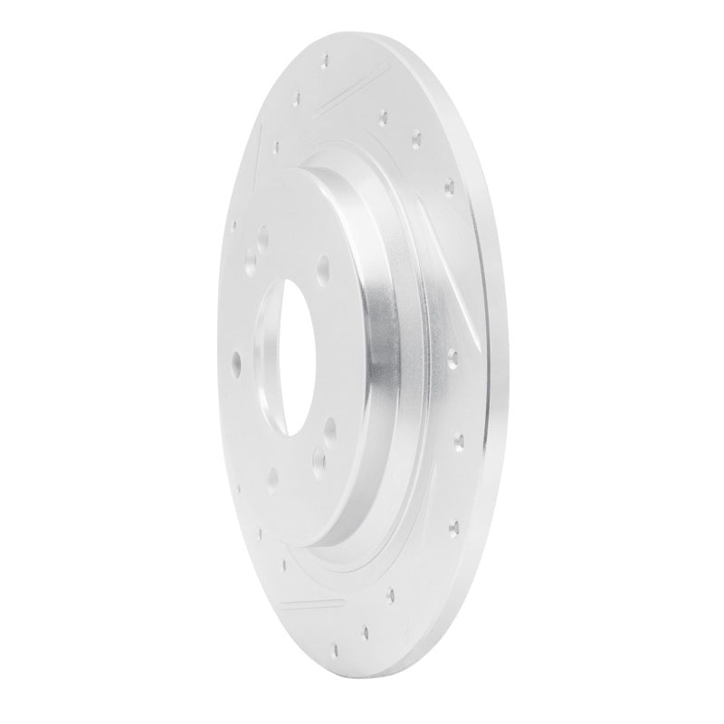 R1 18-25 Hyundai Kona Rear Left Drilled & Slotted Silver Brake Rotor-Brake Rotors - Slot & Drilled-Grocery Getter Performance
