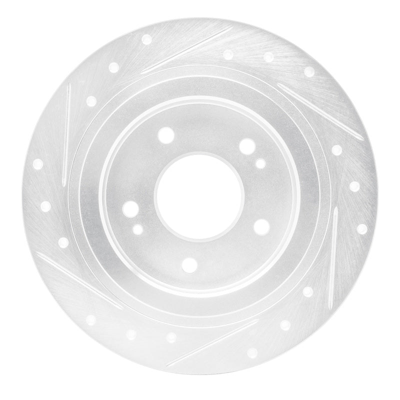 R1 18-25 Hyundai Kona Rear Right Drilled & Slotted Silver Brake Rotor-Brake Rotors - Slot & Drilled-Grocery Getter Performance