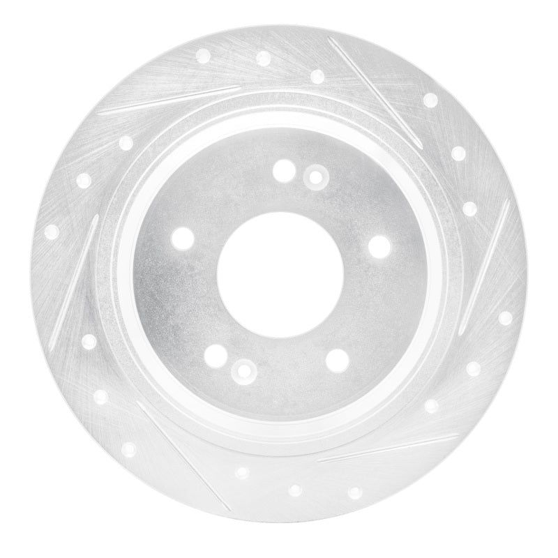 R1 18-25 Hyundai Kona Rear Right Drilled & Slotted Silver Brake Rotor-Brake Rotors - Slot & Drilled-Grocery Getter Performance