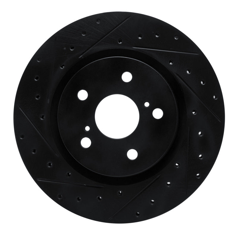 R1 18-25 Lexus UX300h Front Left Drilled & Slotted Black Brake Rotor-Brake Rotors - Slot & Drilled-Grocery Getter Performance