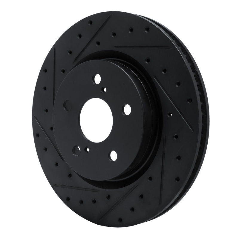 R1 18-25 Lexus UX300h Front Left Drilled & Slotted Black Brake Rotor-Brake Rotors - Slot & Drilled-Grocery Getter Performance