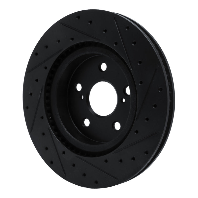 R1 18-25 Lexus UX300h Front Left Drilled & Slotted Black Brake Rotor-Brake Rotors - Slot & Drilled-Grocery Getter Performance