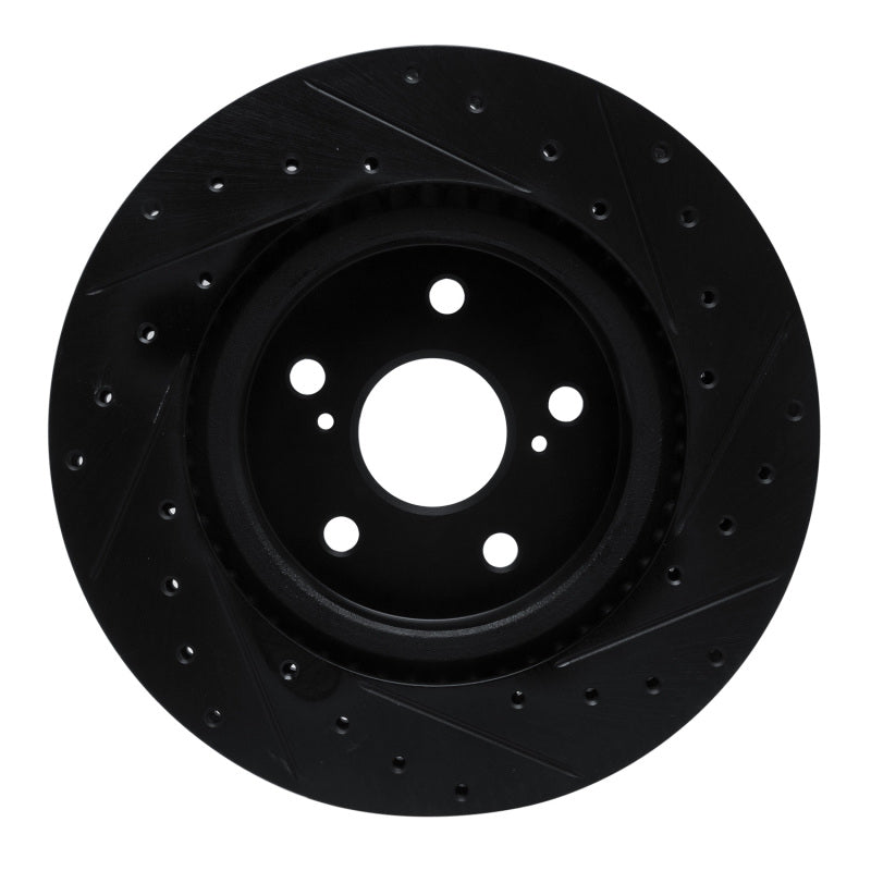 R1 18-25 Lexus UX300h Front Left Drilled & Slotted Black Brake Rotor-Brake Rotors - Slot & Drilled-Grocery Getter Performance