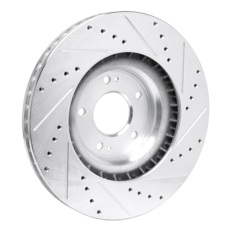 R1 19-22 Hyundai Veloster N Front Left Drilled & Slotted Silver Brake Rotor-Brake Rotors - Slot & Drilled-Grocery Getter Performance