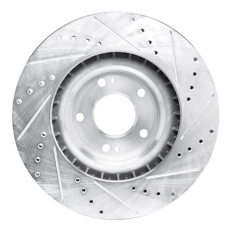 R1 19-22 Hyundai Veloster N Front Left Drilled & Slotted Silver Brake Rotor-Brake Rotors - Slot & Drilled-Grocery Getter Performance