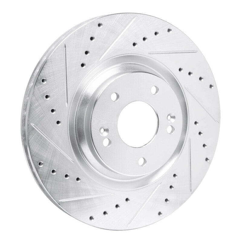 R1 19-22 Hyundai Veloster N Front Left Drilled & Slotted Silver Brake Rotor-Brake Rotors - Slot & Drilled-Grocery Getter Performance