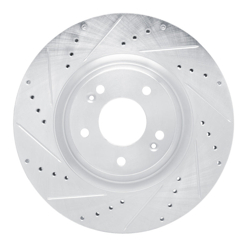 R1 19-22 Hyundai Veloster N Front Left Drilled & Slotted Silver Brake Rotor-Brake Rotors - Slot & Drilled-Grocery Getter Performance