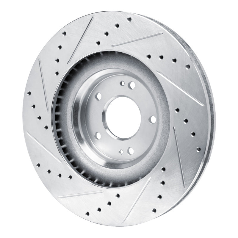 R1 19-22 Hyundai Veloster N Front Right Drilled & Slotted Silver Brake Rotor-Brake Rotors - Slot & Drilled-Grocery Getter Performance