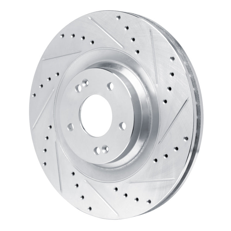 R1 19-22 Hyundai Veloster N Front Right Drilled & Slotted Silver Brake Rotor-Brake Rotors - Slot & Drilled-Grocery Getter Performance