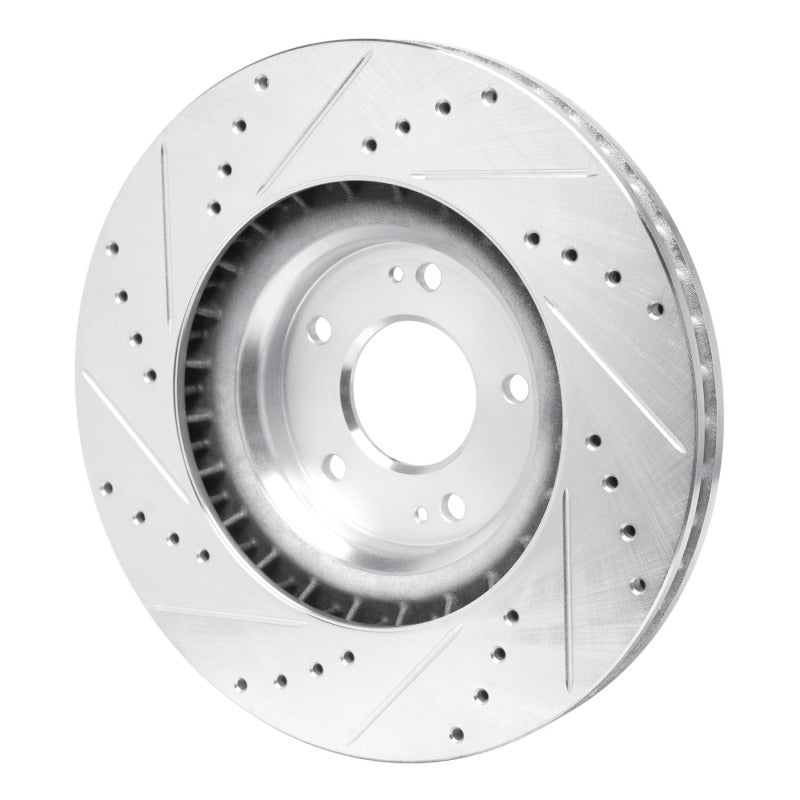 R1 19-22 Hyundai Veloster N Front Right Drilled & Slotted Silver Brake Rotor-Brake Rotors - Slot & Drilled-Grocery Getter Performance