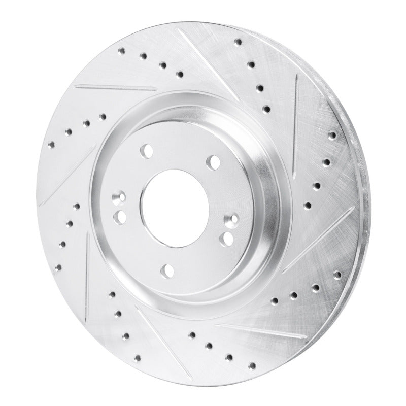 R1 19-22 Hyundai Veloster N Front Right Drilled & Slotted Silver Brake Rotor-Brake Rotors - Slot & Drilled-Grocery Getter Performance
