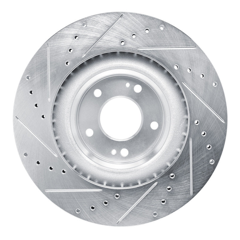 R1 19-22 Hyundai Veloster N Front Right Drilled & Slotted Silver Brake Rotor-Brake Rotors - Slot & Drilled-Grocery Getter Performance