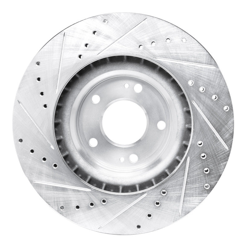 R1 19-22 Hyundai Veloster N Front Right Drilled & Slotted Silver Brake Rotor-Brake Rotors - Slot & Drilled-Grocery Getter Performance