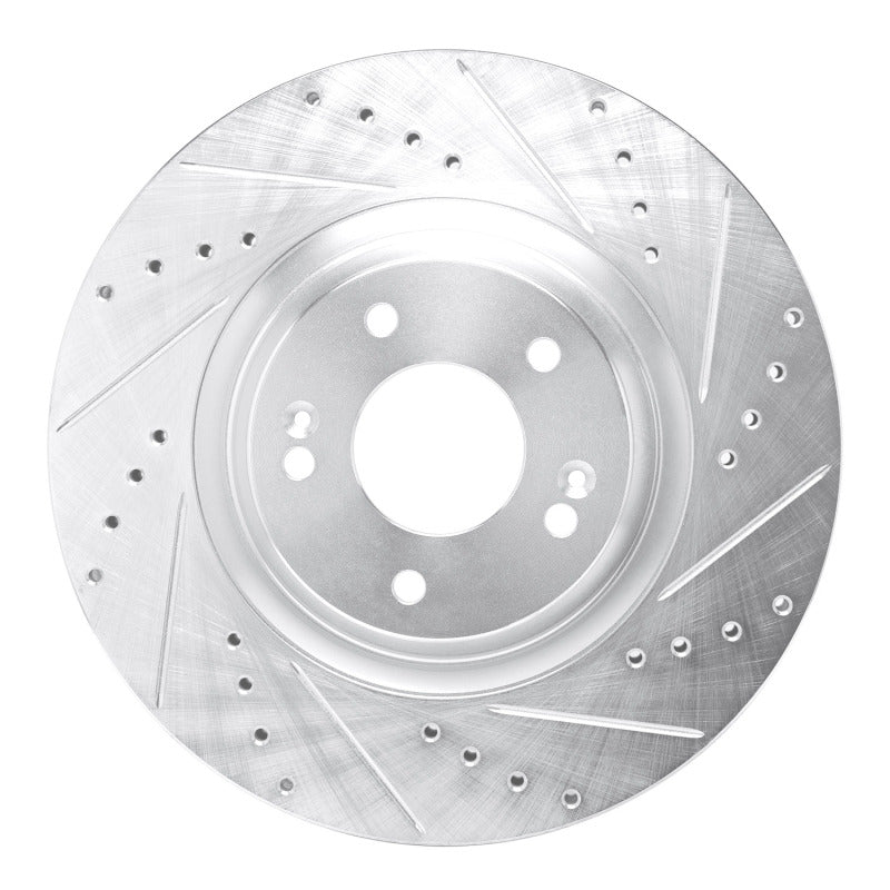 R1 19-22 Hyundai Veloster N Front Right Drilled & Slotted Silver Brake Rotor-Brake Rotors - Slot & Drilled-Grocery Getter Performance