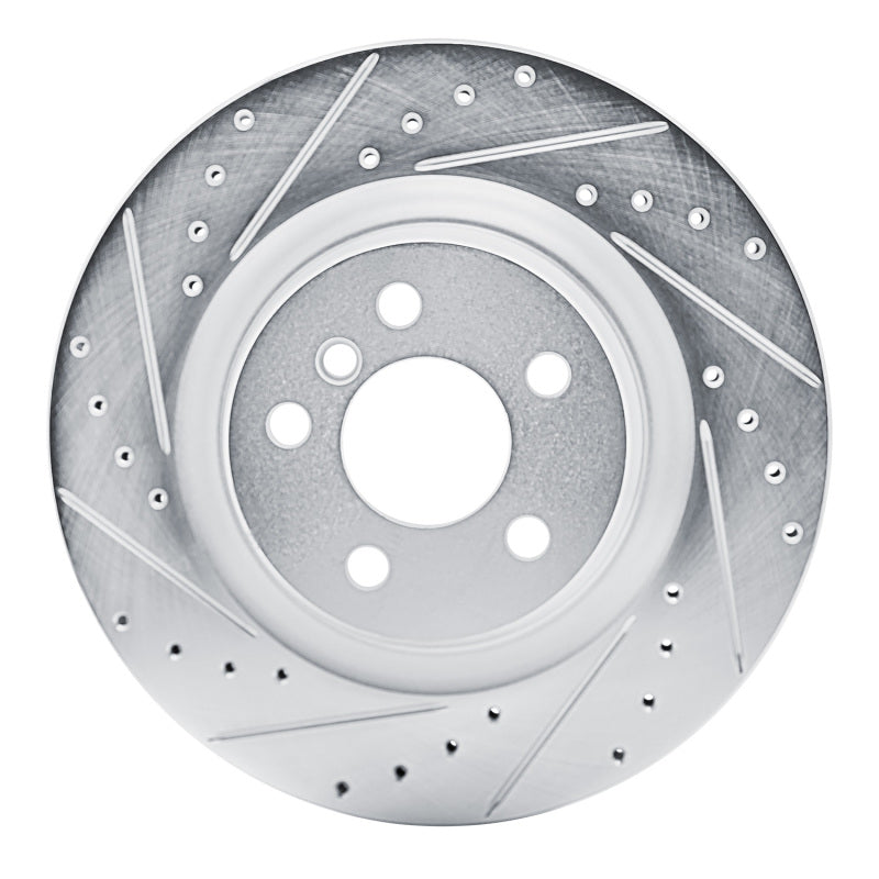 R1 19-24 BMW M235I xDrive Gran Coupe Rear Left Drilled & Slotted Silver Brake Rotor-Brake Rotors - Slot & Drilled-Grocery Getter Performance