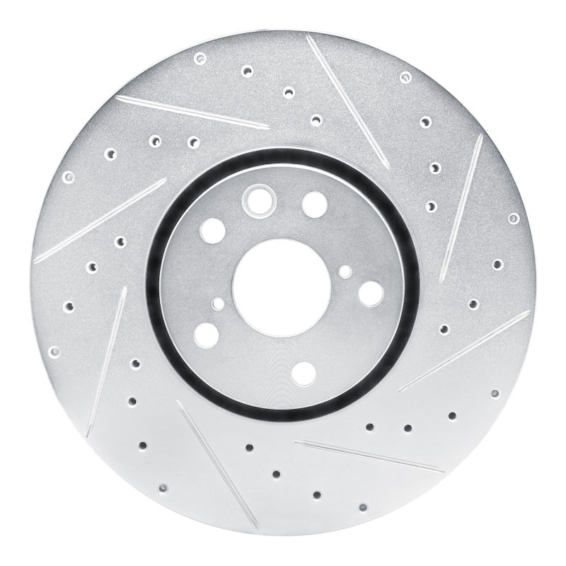 R1 19-25 BMW 228I xDrive Gran Coupe Right Front Drilled & Slotted Silver Brake Rotor-Brake Rotors - Slot & Drilled-Grocery Getter Performance