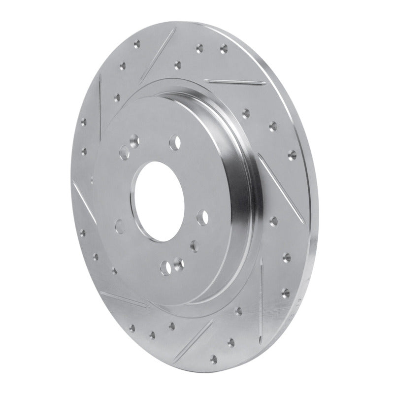 R1 19-25 Hyundai SANTA FE Rear Left Drilled & Slotted Silver Brake Rotor-Brake Rotors - Slot & Drilled-Grocery Getter Performance