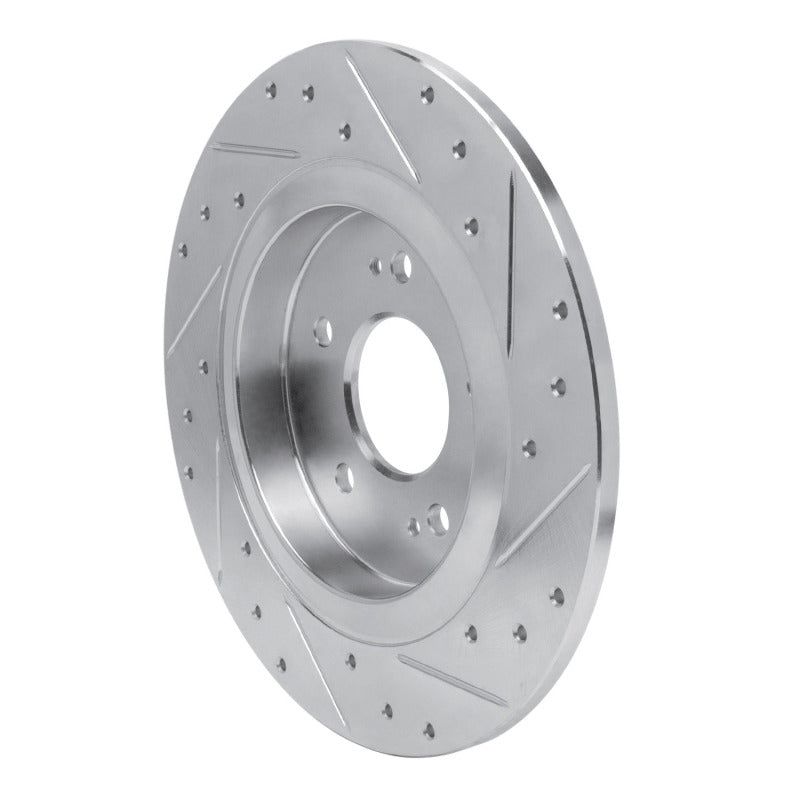 R1 19-25 Hyundai SANTA FE Rear Left Drilled & Slotted Silver Brake Rotor-Brake Rotors - Slot & Drilled-Grocery Getter Performance