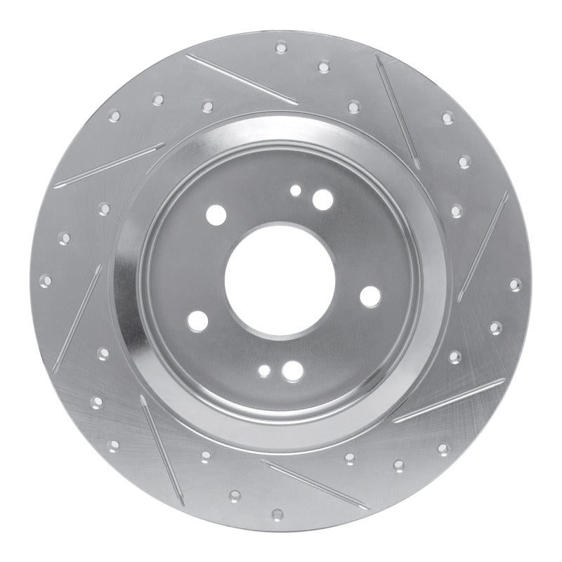R1 19-25 Hyundai SANTA FE Rear Left Drilled & Slotted Silver Brake Rotor-Brake Rotors - Slot & Drilled-Grocery Getter Performance