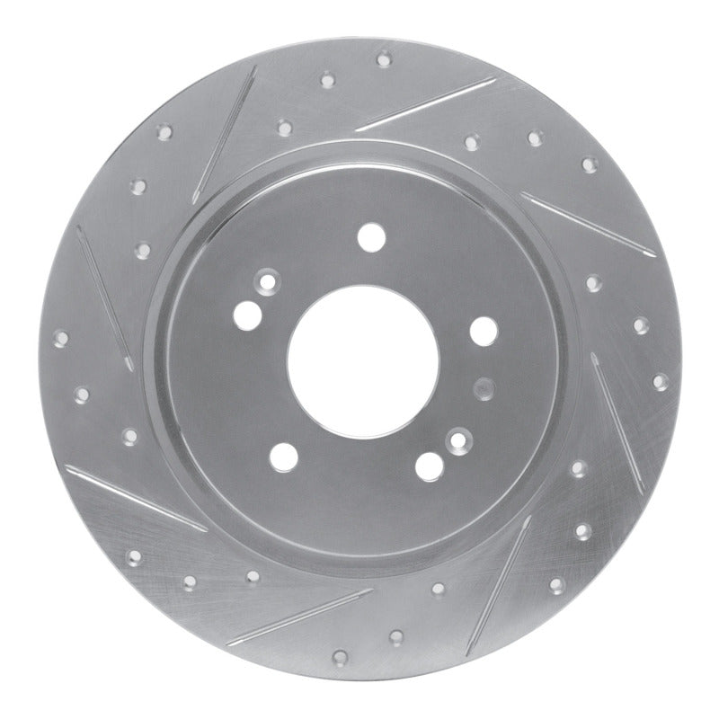 R1 19-25 Hyundai SANTA FE Rear Left Drilled & Slotted Silver Brake Rotor-Brake Rotors - Slot & Drilled-Grocery Getter Performance