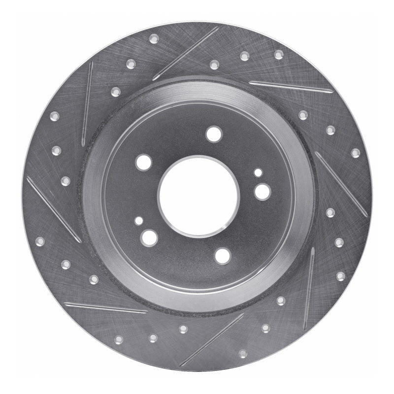 R1 19-25 Hyundai SANTA FE Rear Right Drilled & Slotted Silver Brake Rotor-Brake Rotors - Slot & Drilled-Grocery Getter Performance