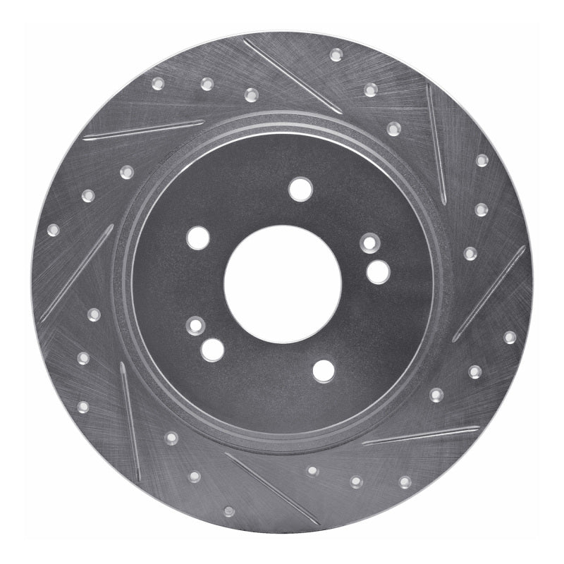 R1 19-25 Hyundai SANTA FE Rear Right Drilled & Slotted Silver Brake Rotor-Brake Rotors - Slot & Drilled-Grocery Getter Performance