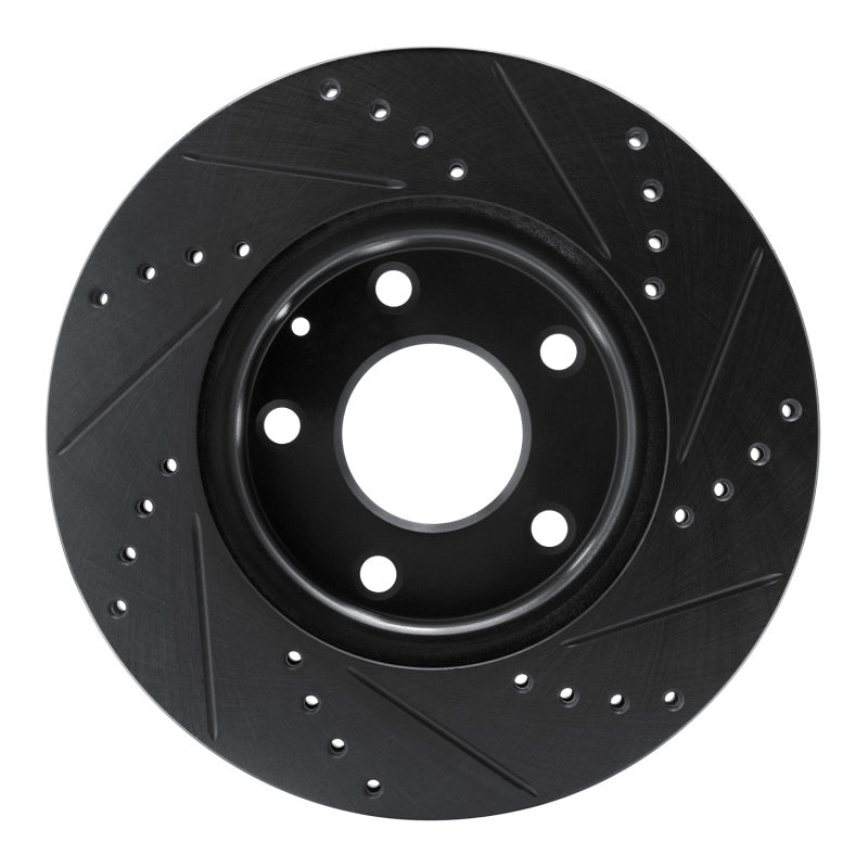 R1 19-25 Mazda 3 Front Left Drilled & Slotted Black Brake Rotor-Brake Rotors - Slot & Drilled-Grocery Getter Performance