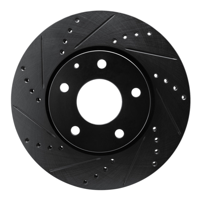 R1 19-25 Mazda 3 Front Left Drilled & Slotted Black Brake Rotor-Brake Rotors - Slot & Drilled-Grocery Getter Performance