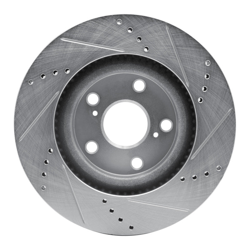 R1 19-25 Mazda 3 Front Left Drilled & Slotted Silver Brake Rotor-Brake Rotors - Slot & Drilled-Grocery Getter Performance