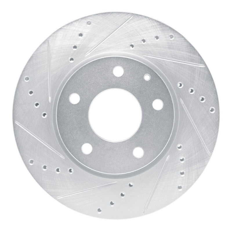 R1 19-25 Mazda 3 Front Left Drilled & Slotted Silver Brake Rotor-Brake Rotors - Slot & Drilled-Grocery Getter Performance