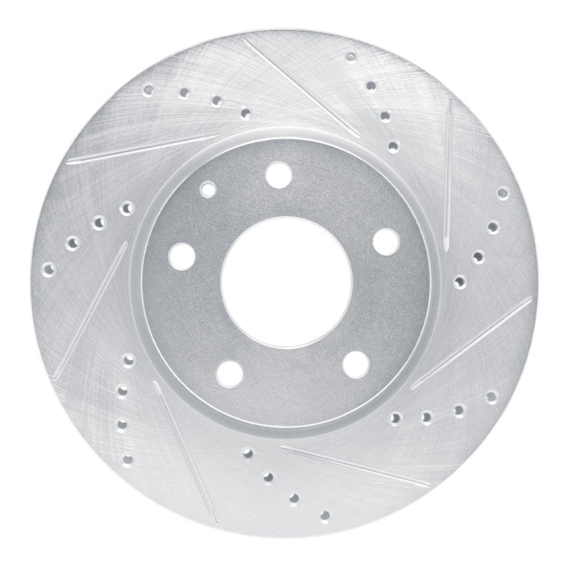 R1 19-25 Mazda 3 Front Right Drilled & Slotted Silver Brake Rotor-Brake Rotors - Slot & Drilled-Grocery Getter Performance