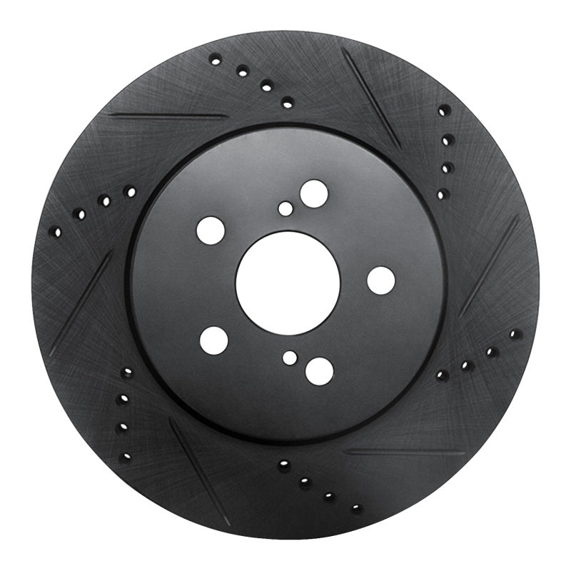 R1 19-25 Toyota Corolla (Mexico) Front Right Drilled & Slotted Black Brake Rotor-Brake Rotors - Slot & Drilled-Grocery Getter Performance