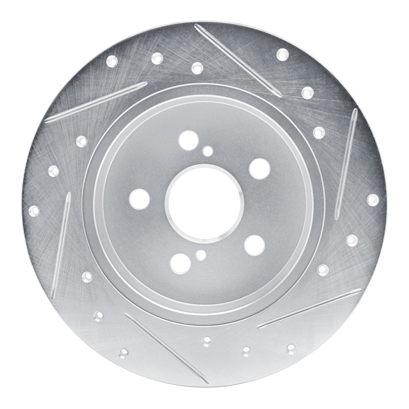 R1 19-25 Toyota Corolla (US/Canada) Rear Left Drilled & Slotted Silver Brake Rotor-Brake Rotors - Slot & Drilled-Grocery Getter Performance