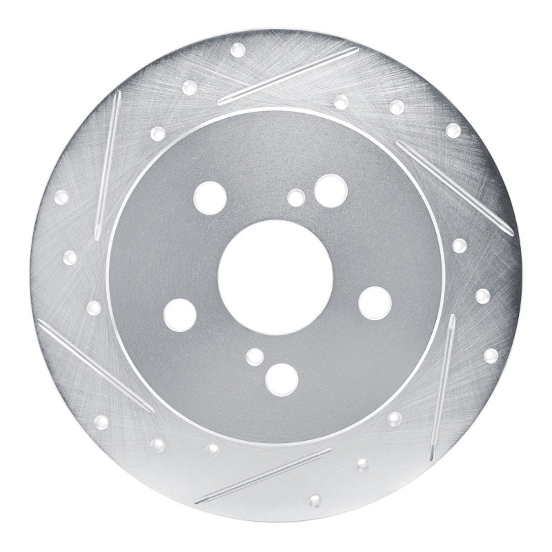 R1 19-25 Toyota Corolla (US/Canada) Rear Left Drilled & Slotted Silver Brake Rotor-Brake Rotors - Slot & Drilled-Grocery Getter Performance