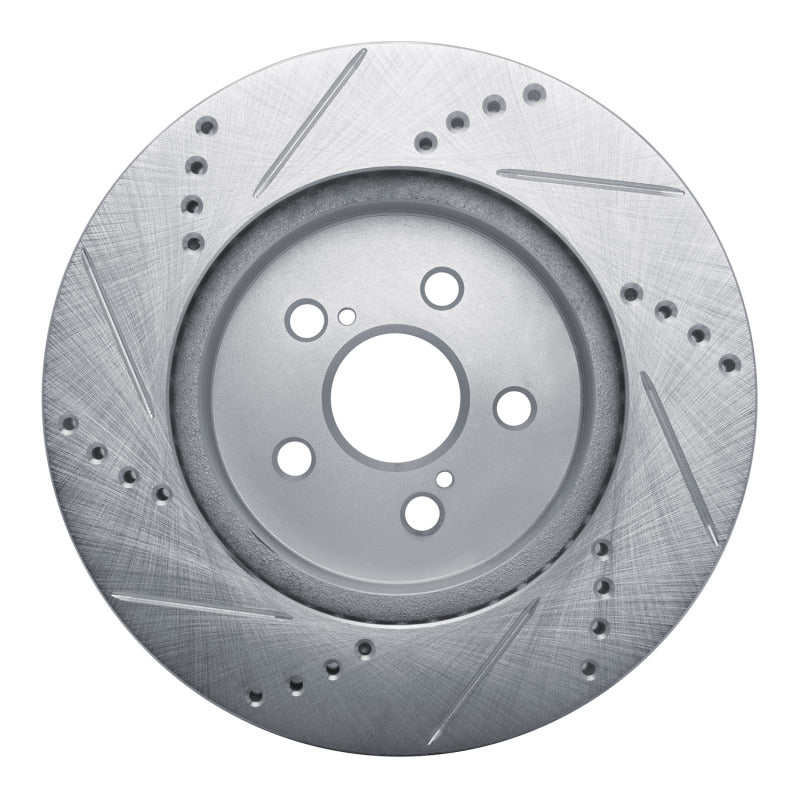 R1 19-25 Toyota Prius Prime Front Right Drilled & Slotted Silver Brake Rotor-Brake Rotors - Slot & Drilled-Grocery Getter Performance