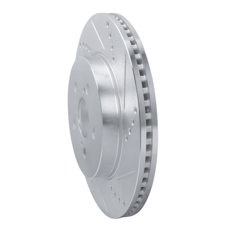 R1 19-25 Toyota Prius Prime Front Right Drilled & Slotted Silver Brake Rotor-Brake Rotors - Slot & Drilled-Grocery Getter Performance