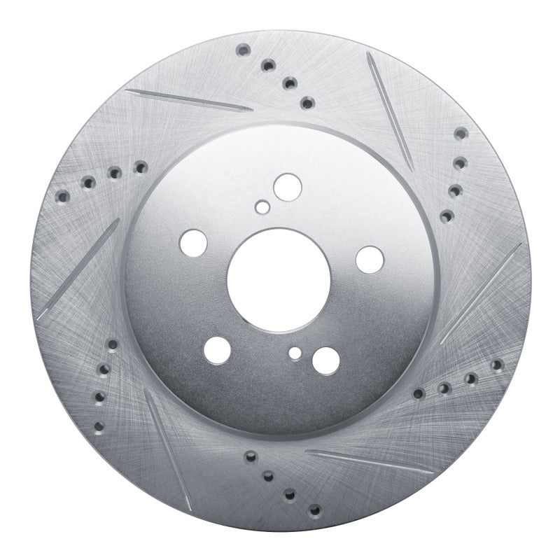 R1 19-25 Toyota Prius Prime Front Right Drilled & Slotted Silver Brake Rotor-Brake Rotors - Slot & Drilled-Grocery Getter Performance