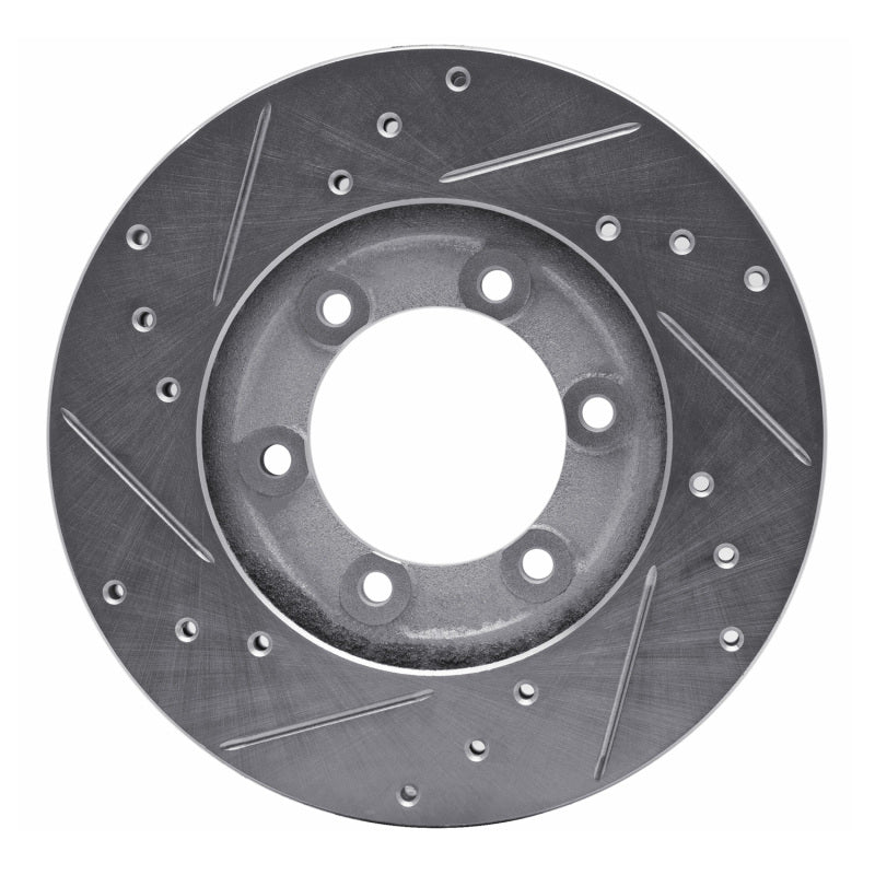 R1 1986-1993 Mazda B2200 Front Right Drilled & Slotted Silver Brake Rotor-Brake Rotors - Slot & Drilled-Grocery Getter Performance
