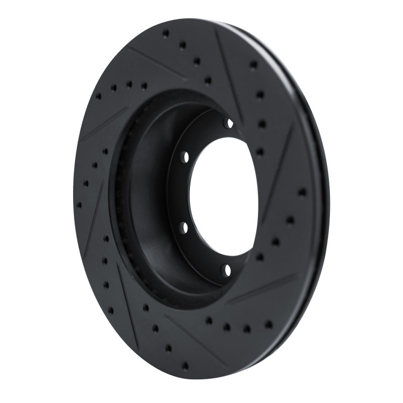 R1 1986-1995 Toyota 4Runner Front Left Drilled & Slotted Black Brake Rotor-Brake Rotors - Slot & Drilled-Grocery Getter Performance