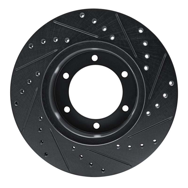 R1 1986-1995 Toyota 4Runner Front Left Drilled & Slotted Black Brake Rotor-Brake Rotors - Slot & Drilled-Grocery Getter Performance