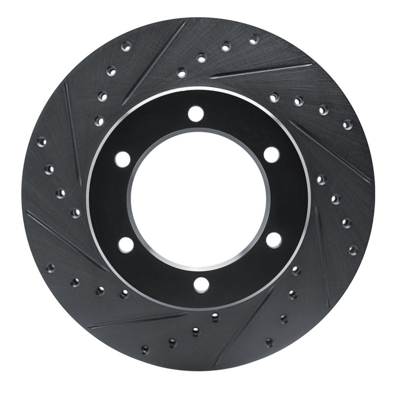R1 1986-1995 Toyota 4Runner Front Left Drilled & Slotted Black Brake Rotor-Brake Rotors - Slot & Drilled-Grocery Getter Performance