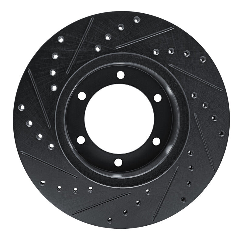 R1 1986-1995 Toyota 4Runner Front Right Drilled & Slotted Black Brake Rotor-Brake Rotors - Slot & Drilled-Grocery Getter Performance