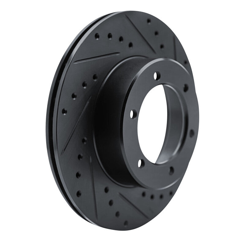 R1 1986-1995 Toyota 4Runner Front Right Drilled & Slotted Black Brake Rotor-Brake Rotors - Slot & Drilled-Grocery Getter Performance