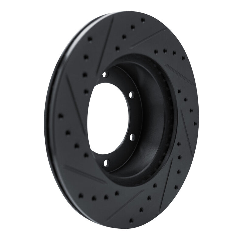 R1 1986-1995 Toyota 4Runner Front Right Drilled & Slotted Black Brake Rotor-Brake Rotors - Slot & Drilled-Grocery Getter Performance