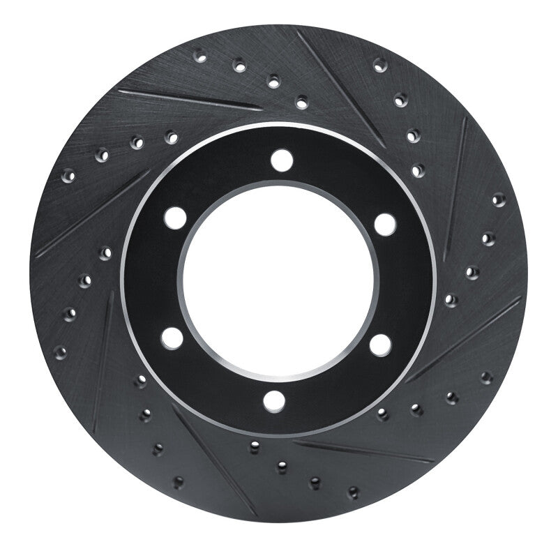 R1 1986-1995 Toyota 4Runner Front Right Drilled & Slotted Black Brake Rotor-Brake Rotors - Slot & Drilled-Grocery Getter Performance