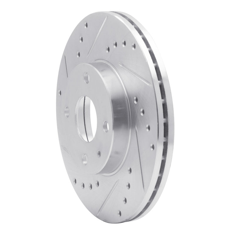 R1 1990-2003 Ford Escort Front Left Drilled & Slotted Silver Brake Rotor-Brake Rotors - Slot & Drilled-Grocery Getter Performance