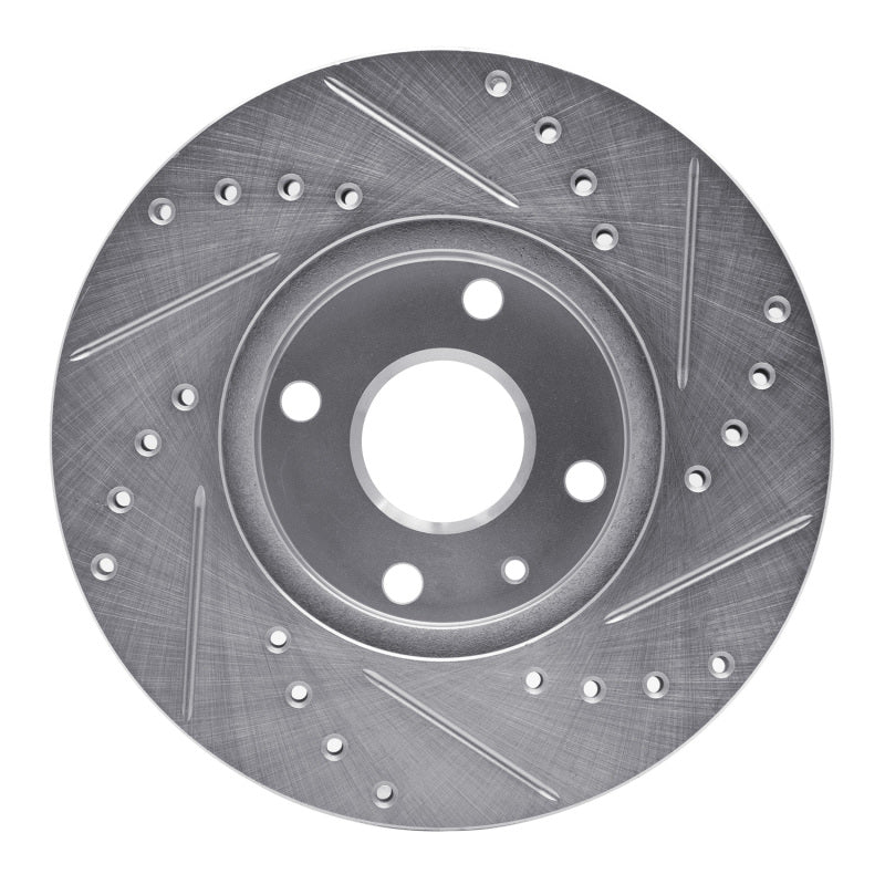R1 1990-2003 Ford Escort Front Left Drilled & Slotted Silver Brake Rotor-Brake Rotors - Slot & Drilled-Grocery Getter Performance