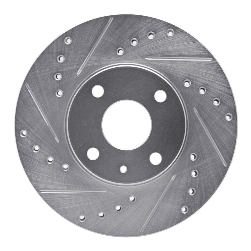 R1 1990-2003 Ford Escort Front Left Drilled & Slotted Silver Brake Rotor-Brake Rotors - Slot & Drilled-Grocery Getter Performance