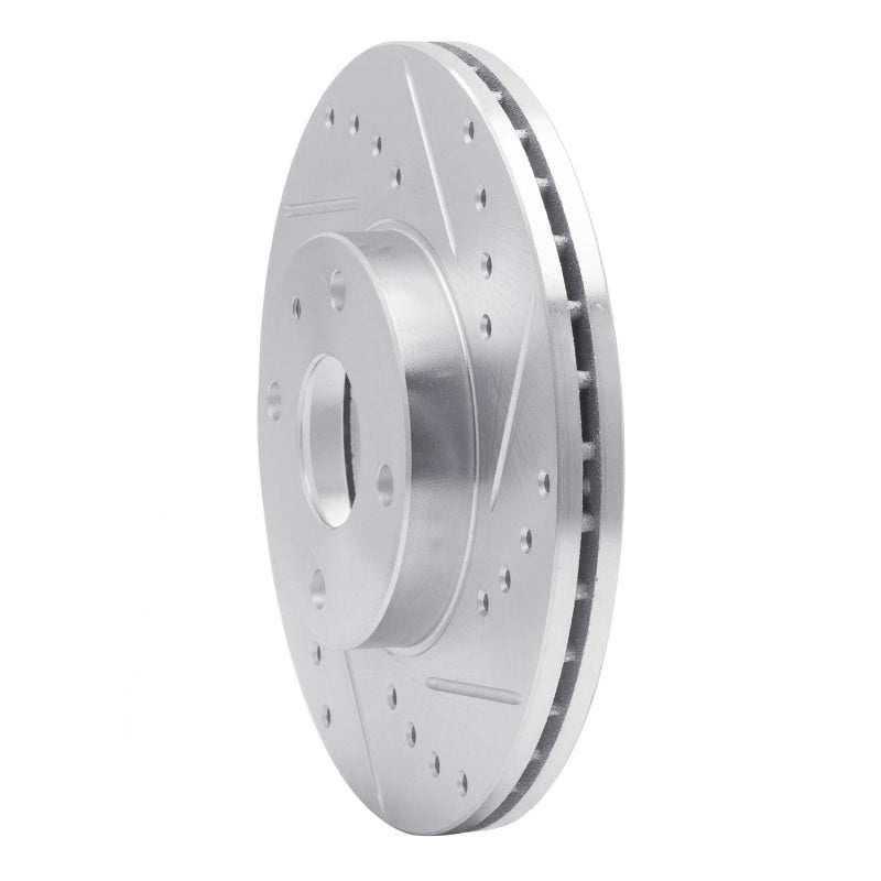 R1 1990-2003 Ford Escort Front Right Drilled & Slotted Silver Brake Rotor-Brake Rotors - Slot & Drilled-Grocery Getter Performance