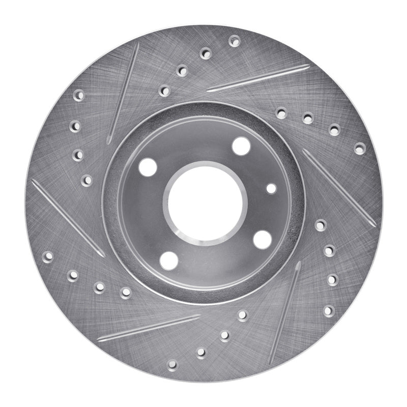 R1 1990-2003 Ford Escort Front Right Drilled & Slotted Silver Brake Rotor-Brake Rotors - Slot & Drilled-Grocery Getter Performance